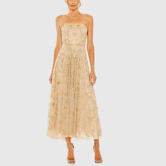 Mac Duggal Strapless Embellished A Line Dress - Picture 1 of 3